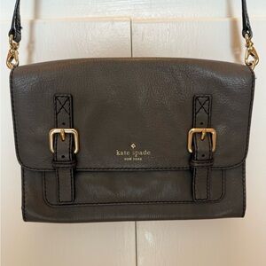 Kate Spade Black Leather Crossbody with Gold Buckles
